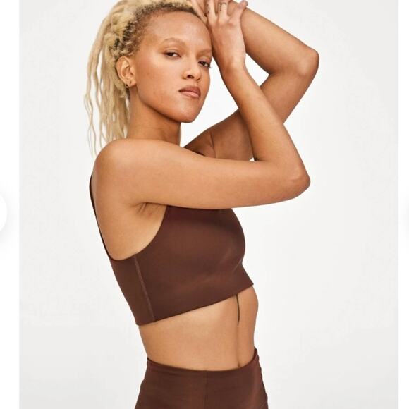 Girlfriend Collective Tommy Square Neck Sports Bra Chocolate Brown XL NWT - Picture 7 of 8